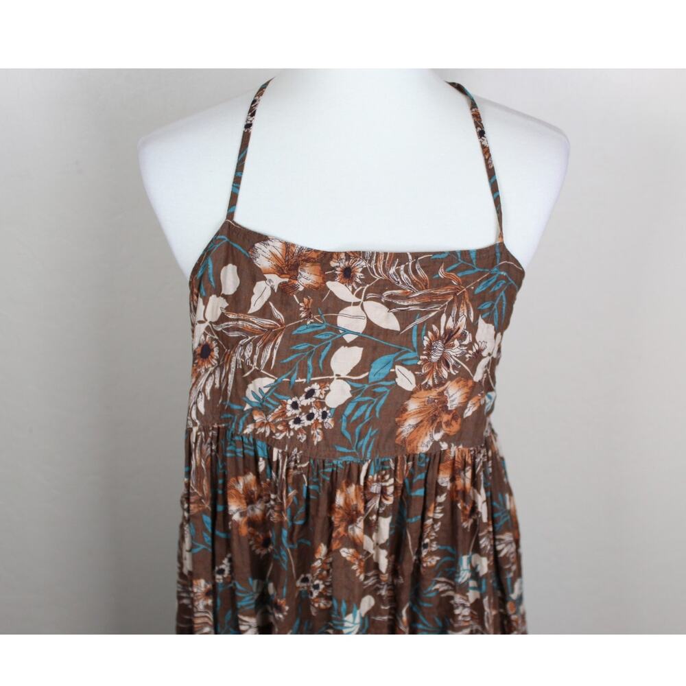 Natural Life Maxi Dress Womens XL Brown Floral Boho Beach Prairie Festival - Picture 4 of 9